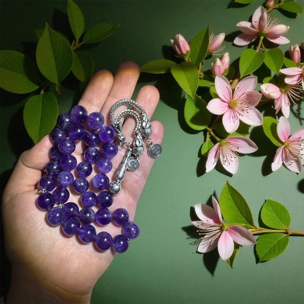Premium Amethyst Prayer Beads (Tesbih) – 94g Pure Natural Crystal from Turkey