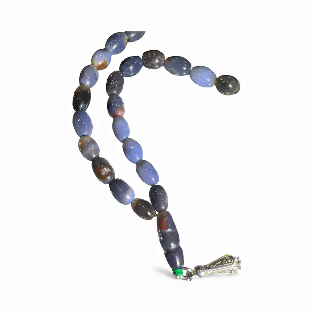 Akik Yamani Agate Tasbih / Misbaha - Dark Multi-Color Prayer Beads