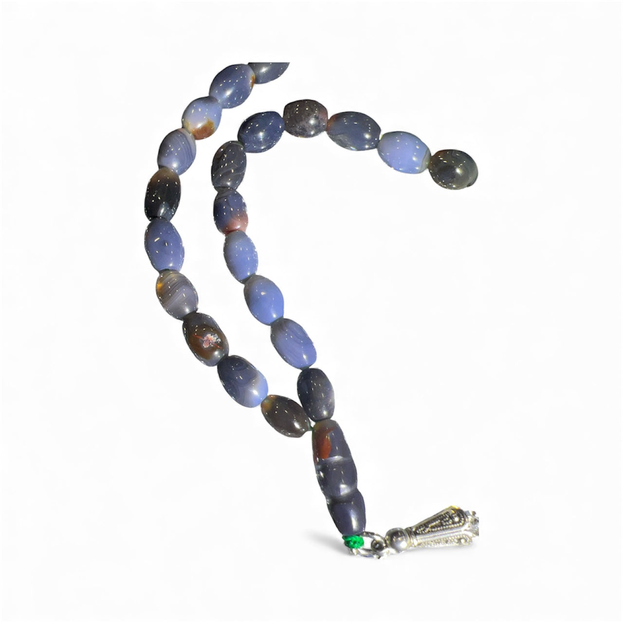 Akik Yamani Agate Tasbih / Misbaha - Dark Multi-Color Prayer Beads