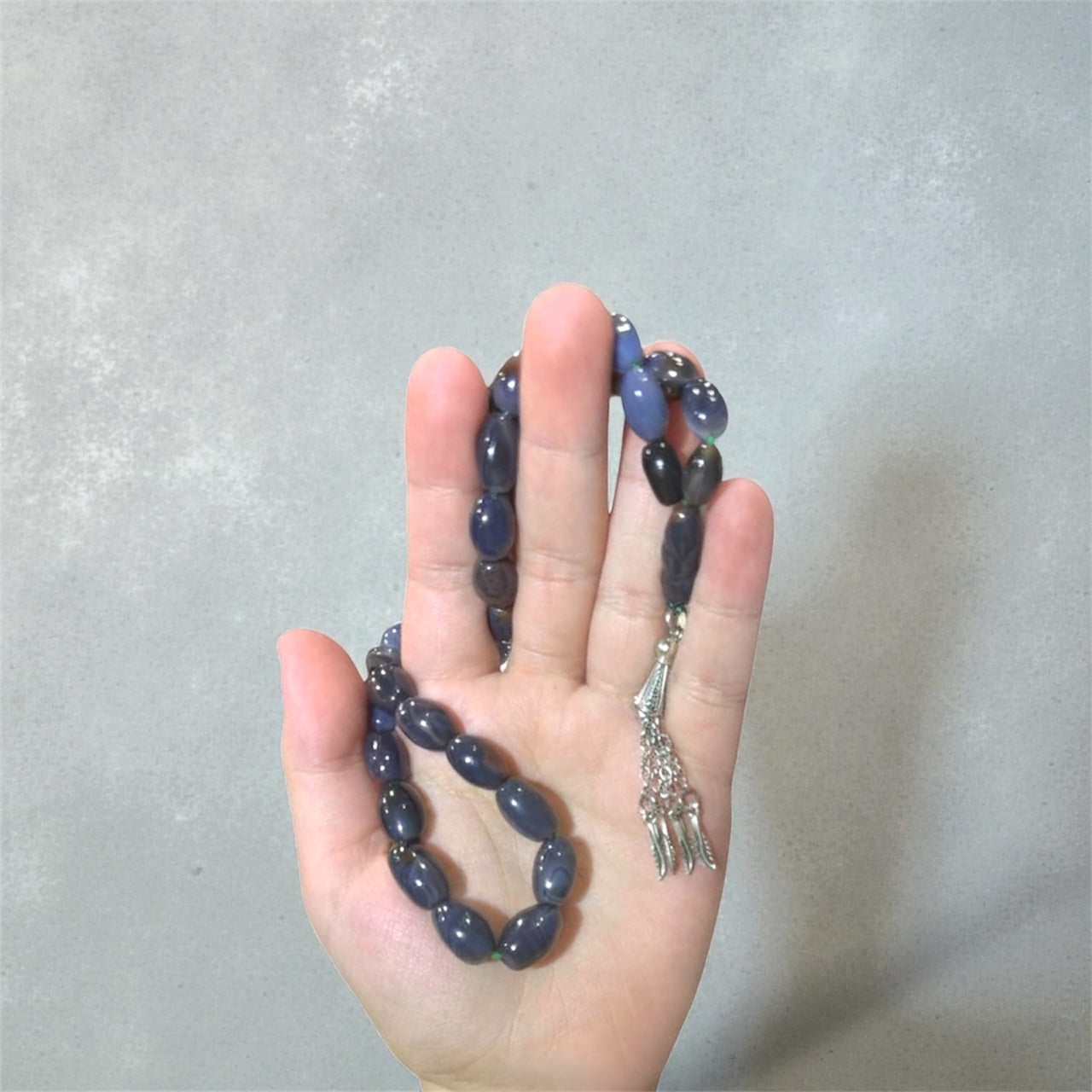 Akik Yamani Agate Tasbih / Misbaha - Dark Multi-Color Prayer Beads