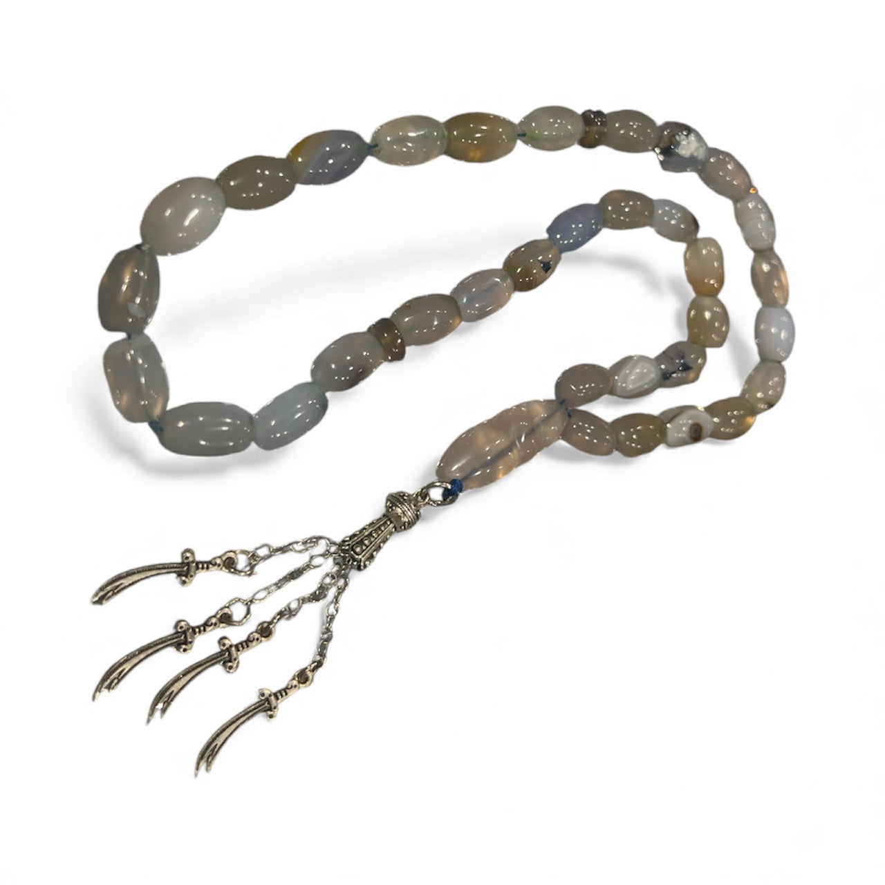 Genuine Multi-Color Akik Yamani Agate Tasbih (60g)