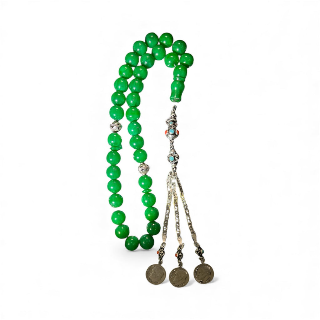 Rare German Green Bakelite (faturan) prayer Beads