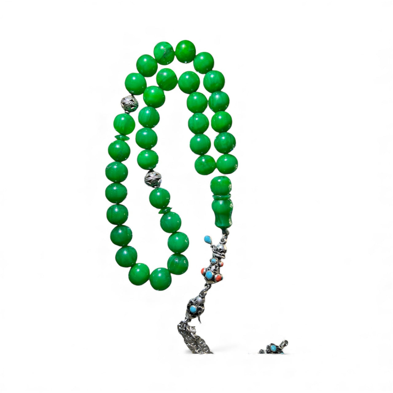 Rare German Green Bakelite (faturan) prayer Beads